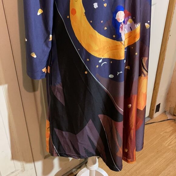 Halloween Dress or Nightgown Girl Sitting on Moon Pumpkin Umbrellas Bats 1X - Picture 12 of 14